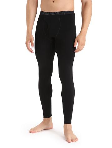 Black Men's Icebreaker Merino 260 Tech Thermal Leggings With Fly Base Layers | USA 1391EBCX